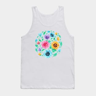 Watercolour Rainbow Sunflowers Tank Top